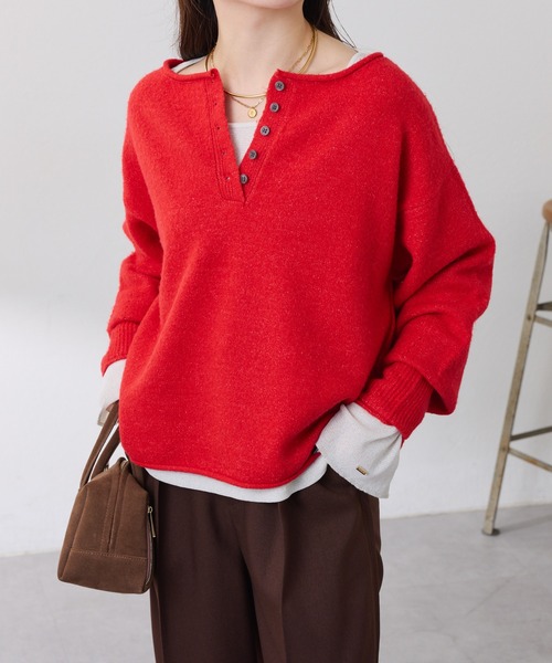 COLLAGE GALLARDAGALANTE（コラージュガリャルダガランテ）の「2WAYヘンリーニット/WEB限定（ニット/セーター・レディース・オフホワイト/グレー/チャコールグレー/レッド/ブルー・FREE）」の5枚目の写真