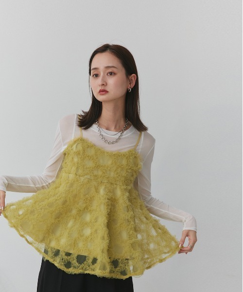 coel コエル フラワーモチーフチュールトップス coel コエル フラワー