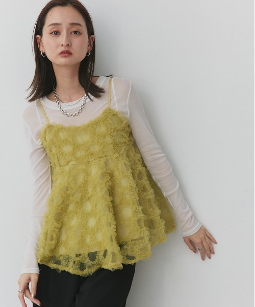 セール】フラワーモチーフ チュールキャミソール（キャミソール
