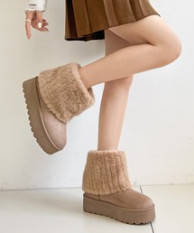 Shoes in Closet(シューズインクローゼット)の軽量厚底 プラットフォーム ファーカバー ムートンブーツ 6492(ブーツ)