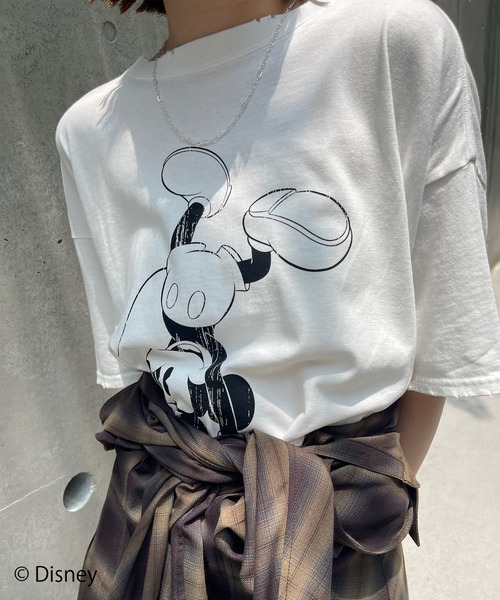 トップス MICKEY AND MINNIE DESIGN BIG TEE ameri MICKEY AND MINNIE DESIGN BIG TEE