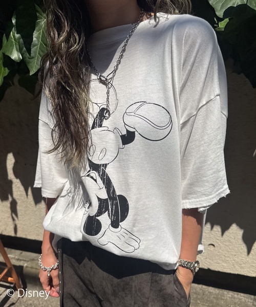 トップス MICKEY AND MINNIE DESIGN BIG TEE ameri MICKEY AND MINNIE DESIGN BIG TEE(Tシャツ/カットソー