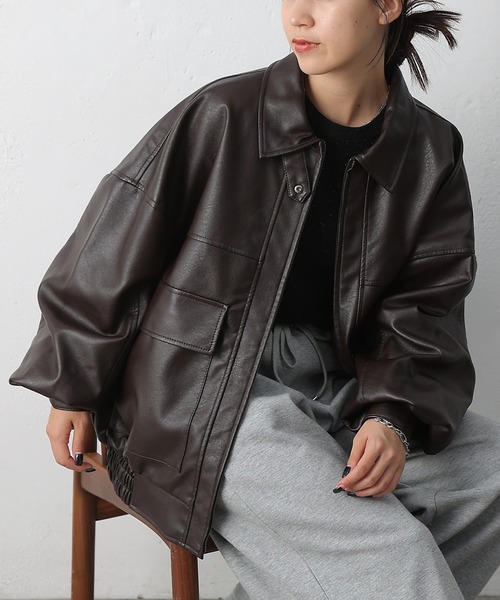 colony フェイクレザージャケット セール】フェイクレザーオーバーブルゾン（ブルゾン）｜COLONY