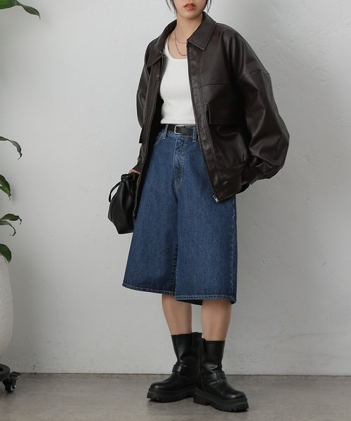 COLONY 2139（コロニートゥーワンスリーナイン）の「フェイクレザーオーバーブルゾン（ライダースジャケット・レディース・ブラック/ブラウン・FREE）」の11枚目の写真