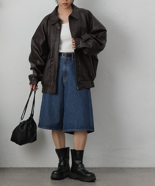 COLONY 2139（コロニートゥーワンスリーナイン）の「フェイクレザーオーバーブルゾン（ライダースジャケット・レディース・ブラック/ブラウン・FREE）」の10枚目の写真