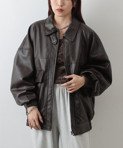 colony2139 フェイクレザーオーバーブルゾン　ブラウン colony2139 フェイクレザーオーバーブルゾン ブラウン COLONY2139