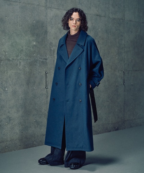 CASPER JOHN（キャスパージョン）の「Wool melton over coat/ウールメルトンオーバーコート（ステンカラーコート・メンズ・ブラック/カーキ/ブルー/チャコールグレー・LARGE/MEDIUM/SMALL/X-SMALL）」の19枚目の写真