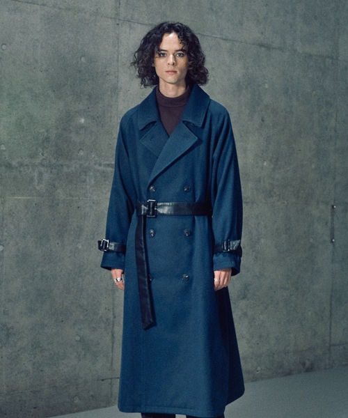 CASPER JOHN（キャスパージョン）の「Wool melton over coat/ウールメルトンオーバーコート（ステンカラーコート・メンズ・ブラック/カーキ/ブルー/チャコールグレー・LARGE/MEDIUM/SMALL/X-SMALL）」の16枚目の写真