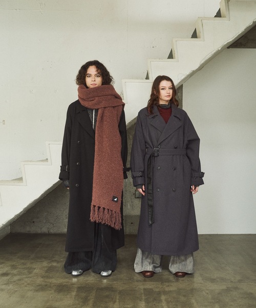 CASPER JOHN（キャスパージョン）の「Wool melton over coat/ウールメルトンオーバーコート（ステンカラーコート・メンズ・ブラック/カーキ/ブルー/チャコールグレー・LARGE/MEDIUM/SMALL/X-SMALL）」の5枚目の写真