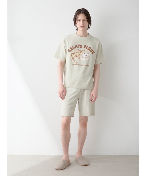 gelato pique(ジェラートピケ)の「【ONLINE限定】【HOMME】sleeping cat ジャガードプルオーバー&ハーフパンツセット(ルームウェア/パジャマ・メンズ・ミント/ネイビー/ライトグレー・M/L)」の22枚目の写真
