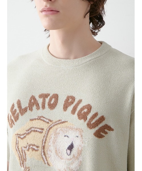 gelato pique(ジェラートピケ)の「【ONLINE限定】【HOMME】sleeping cat ジャガードプルオーバー&ハーフパンツセット(ルームウェア/パジャマ・メンズ・ミント/ネイビー/ライトグレー・M/L)」の8枚目の写真