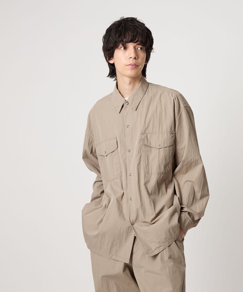 CITEN(シテン)の「<CITEN>リングドットポケットシャツジャケット(シャツ/ブラウス・メンズ・ライトグレー/ブラック・L/M)」の2枚目の写真