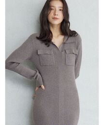 ラグナムーン　レーススリーブネップリブニットワンピース レーススリーブネップリブニットワンピース 秋服（ワンピース