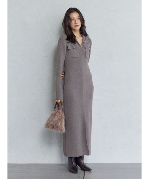 フラップポケットリブニットワンピース（ワンピース）｜LAGUNAMOON