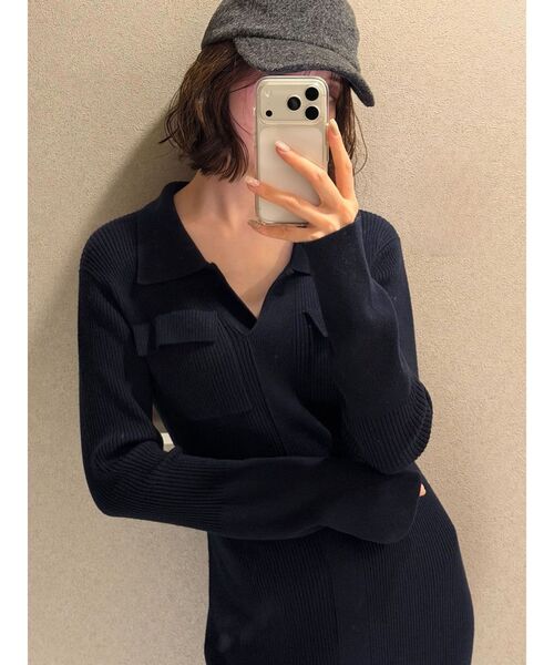 フラップポケットリブニットワンピース（ワンピース）｜LAGUNAMOON