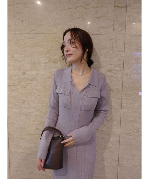 LAGUNAMOON(ラグナムーン)の「フラップポケットリブニットワンピース(ワンピース・レディース・ネイビー/ラベンダー/モカ・SMALL/MEDIUM)」の13枚目の写真