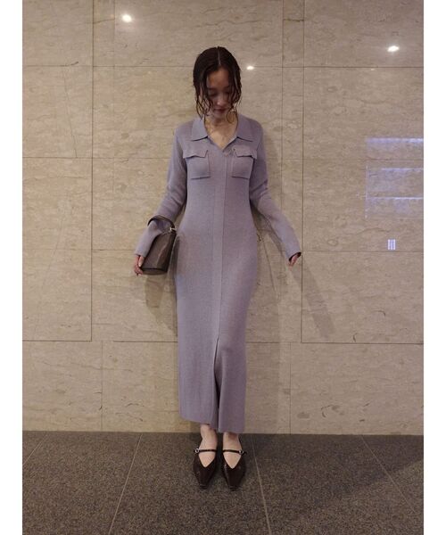 LAGUNAMOON(ラグナムーン)の「フラップポケットリブニットワンピース(ワンピース・レディース・ネイビー/ラベンダー/モカ・SMALL/MEDIUM)」の15枚目の写真