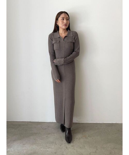 フラップポケットリブニットワンピース（ワンピース）｜LAGUNAMOON