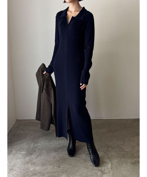 セール】フラップポケットリブニットワンピース（ワンピース