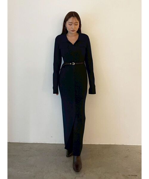 フラップポケットリブニットワンピース（ワンピース）｜LAGUNAMOON