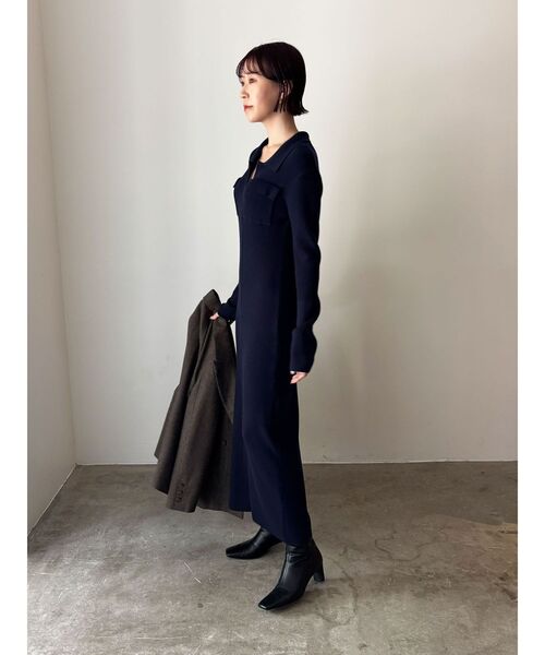 LAGUNAMOON(ラグナムーン)の「フラップポケットリブニットワンピース(ワンピース・レディース・ネイビー/ラベンダー/モカ・SMALL/MEDIUM)」の9枚目の写真