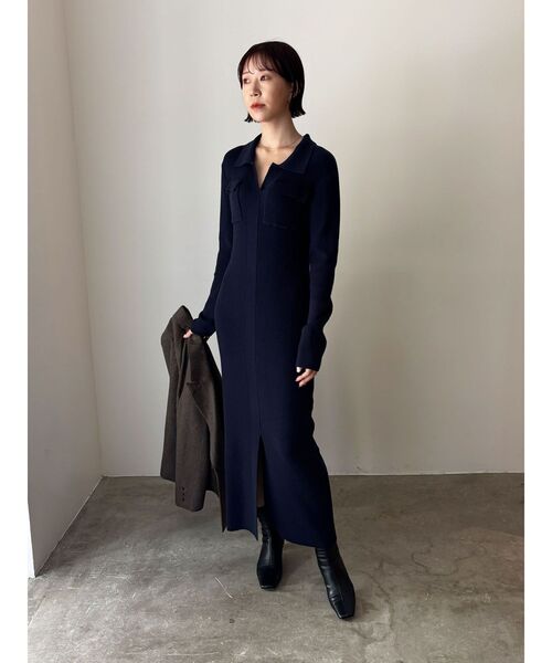 フラップポケットリブニットワンピース（ワンピース）｜LAGUNAMOON