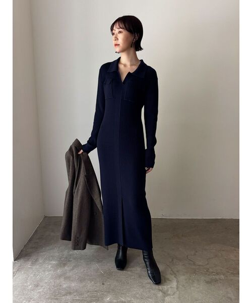 フラップポケットリブニットワンピース（ワンピース）｜LAGUNAMOON