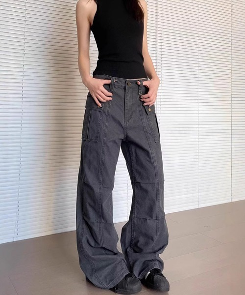 Ressaca(レサーカ)の「ルーズシルエットDカン付きカーゴパンツ(カーゴパンツ・レディース・アイボリー/チャコール・S/M/L)」の4枚目の写真