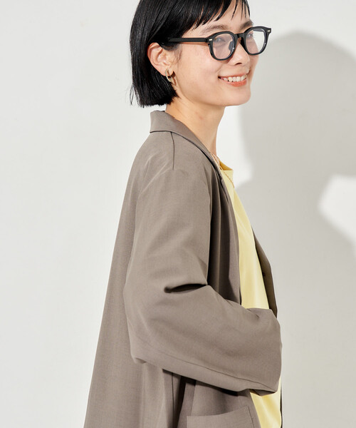 FREAK'S STORE（フリークスストア）の「シャツジャケット<セットアップ対応>限定展開（テーラードジャケット・レディース・ライトグレー/ネイビー/ブラウン・ﾌﾘ-）」の16枚目の写真