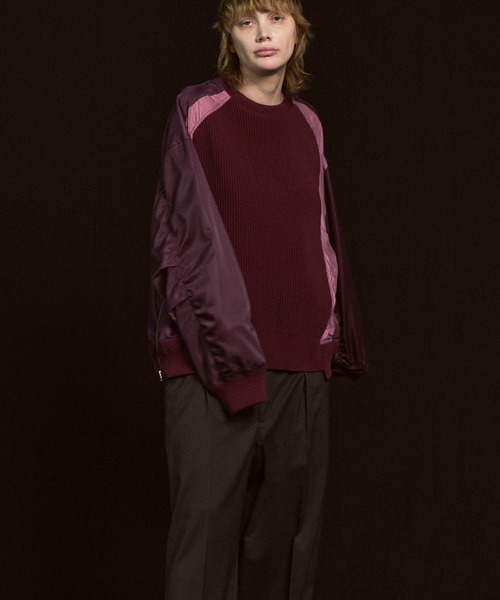 MAISON SPECIAL(メゾンスペシャル)の「《UNISEX》Knit Combination Prime-Over Knit Pullover/ニットコンビプライムオーバーニットプルオーバー【MAISON SPECIAL/メゾンスペシャル】(ニット/セーター・メンズ・シルバー/ブラック/バーガンディー・0/1/2)」の21枚目の写真