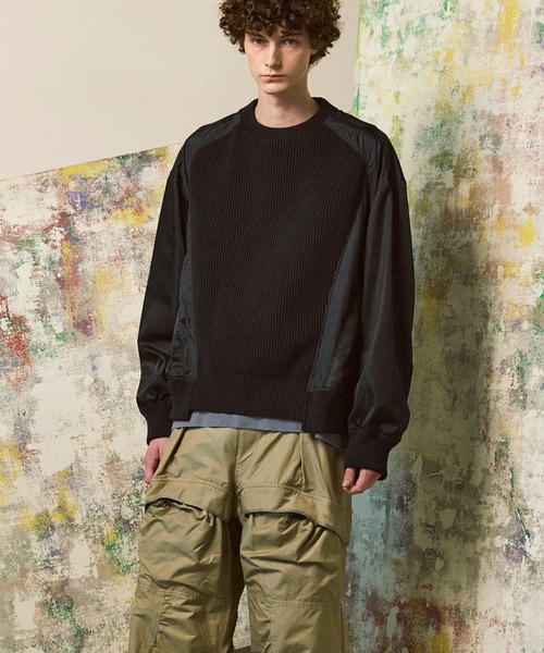 トップス MAISON SPECIAL Knit Combination Pullover セール】《UNISEX》Knit Combination Prime-Over Knit Pullover/ニット