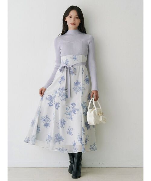 ワンピース　ロングワンピース　MERCURY DUO マーキュリーデュオ　新品 MERCURYDUO（マーキュリーデュオ）の「デニムラッフルロング