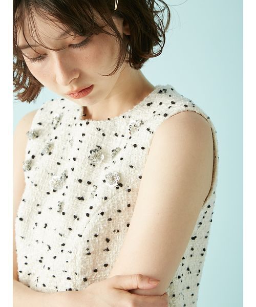 L.B CANDY STOCK]ツイードビジューAラインミニワンピース（ワンピース