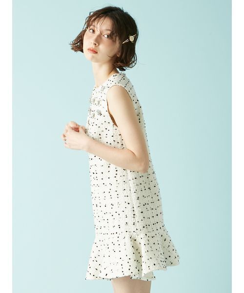 L.B CANDY STOCK]ツイードビジューAラインミニワンピース（ワンピース