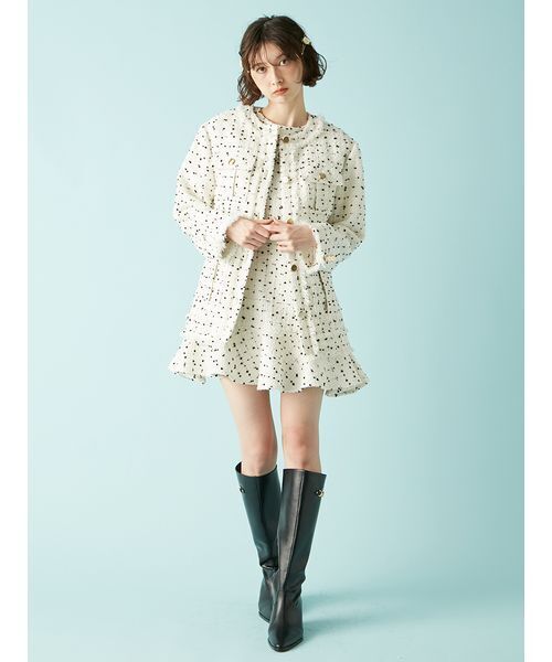 L.B CANDY STOCK]ツイードビジューAラインミニワンピース（ワンピース