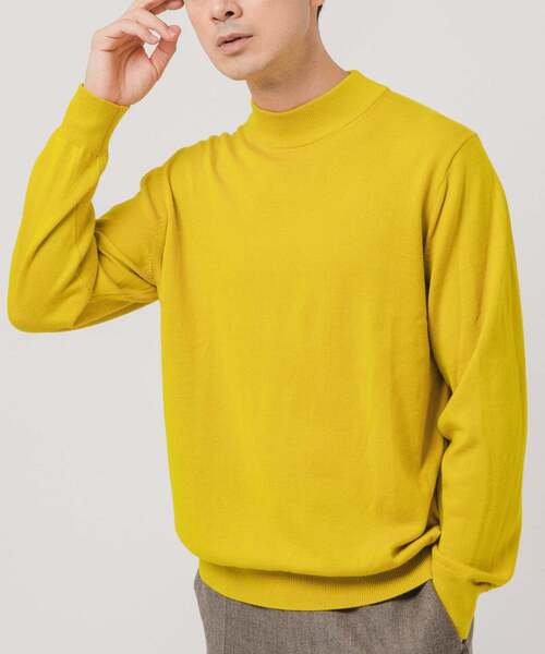 EDIFICE(エディフィス)の「12G ウール/シルク/カシミヤ MIX クリスタル モックネックニット(ニット/セーター・メンズ・アイボリー/ブラック/グリーン/ブラウン/イエロー/パープル・X-LARGE/LARGE/MEDIUM/SMALL)」の6枚目の写真