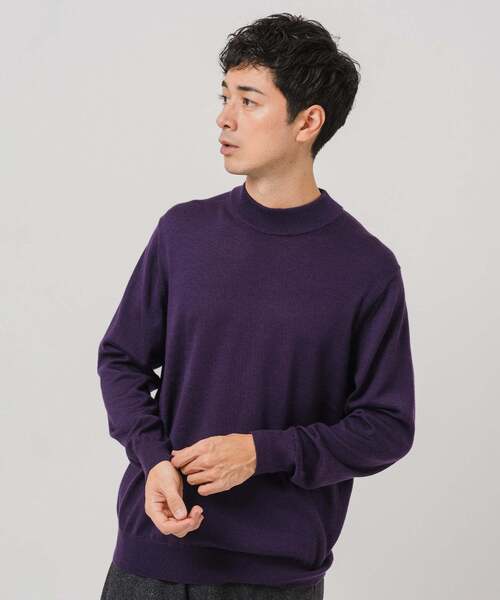 EDIFICE(エディフィス)の「12G ウール/シルク/カシミヤ MIX クリスタル モックネックニット(ニット/セーター・メンズ・アイボリー/ブラック/グリーン/ブラウン/イエロー/パープル・X-LARGE/LARGE/MEDIUM/SMALL)」の8枚目の写真