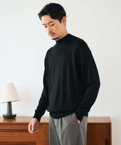 EDIFICE(エディフィス)の「12G ウール/シルク/カシミヤ MIX クリスタル モックネックニット(ニット/セーター・メンズ・アイボリー/ブラック/グリーン/ブラウン/イエロー/パープル・X-LARGE/LARGE/MEDIUM/SMALL)」の12枚目の写真