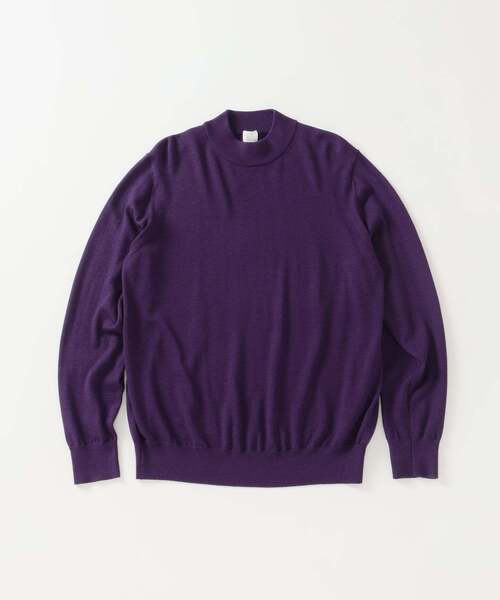 12G ウール/シルク/カシミヤ MIX クリスタル モックネックニット