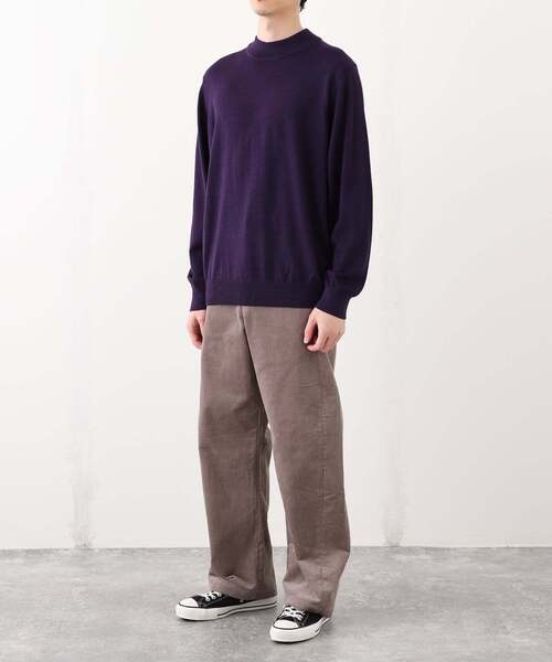 ニット 12G ウール/シルク/カシミヤ MIX クリスタル モックネックニット