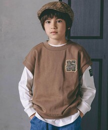 nexchic（ネクシック）の「パッチ付きベスト+天竺長袖Tシャツセット(110~150cm)（Tシャツ/カットソー・キッズ）」