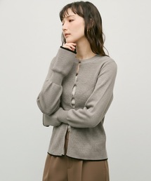 Flared sleeve color pattern cardigan / フレアスリーブ配色パターンカーディガン