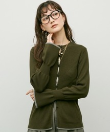 Lutim by u | Flared sleeve color pattern cardigan / フレアスリーブ配色パターンカーディガン(カーディガン/ボレロ)