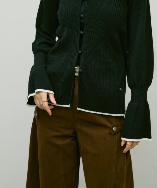 Lutim by u(ルチバイユー)の「Flared sleeve color pattern cardigan / フレアスリーブ配色パターンカーディガン(カーディガン/ボレロ・レディース・ナチュラル/ブラック/カーキ・FREE)」の15枚目の写真