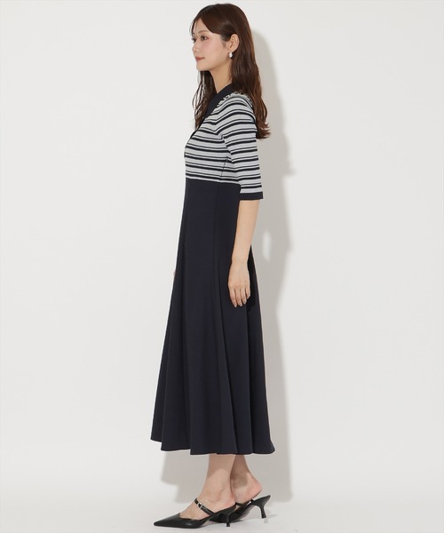 AND COUTURE(アンドクチュール)の「襟付きボーダードッキングワンピース(ワンピース・レディース・ブラック/ネイビー・FREE)」の17枚目の写真