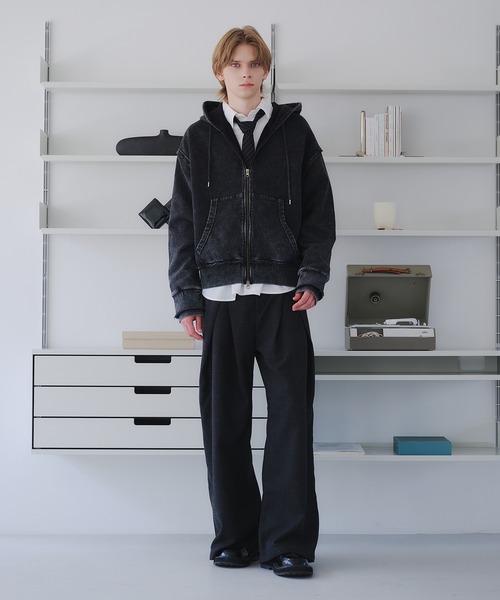 SELLE GLANT(セレグランテ)の「HEAVYWEIGHT DOUBLE ZIP HOODIE/ヘビーウェイトダブルジップパーカー(パーカー・メンズ・ブラック系/杢グレー/ブラック・SMALL/MEDIUM/LARGE)」の18枚目の写真