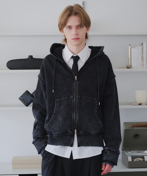 SELLE GLANT(セレグランテ)の「HEAVYWEIGHT DOUBLE ZIP HOODIE/ヘビーウェイトダブルジップパーカー(パーカー・メンズ・ブラック系/杢グレー/ブラック・SMALL/MEDIUM/LARGE)」の15枚目の写真