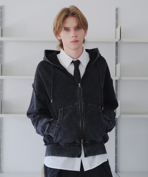 SELLE GLANT(セレグランテ)の「HEAVYWEIGHT DOUBLE ZIP HOODIE/ヘビーウェイトダブルジップパーカー(パーカー・メンズ・ブラック系/杢グレー/ブラック・SMALL/MEDIUM/LARGE)」の16枚目の写真