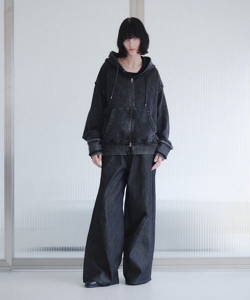 SELLE GLANT(セレグランテ)の「HEAVYWEIGHT DOUBLE ZIP HOODIE/ヘビーウェイトダブルジップパーカー(パーカー・メンズ・ブラック系/杢グレー/ブラック・SMALL/MEDIUM/LARGE)」の7枚目の写真