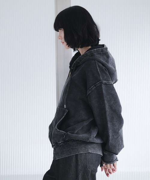 SELLE GLANT(セレグランテ)の「HEAVYWEIGHT DOUBLE ZIP HOODIE/ヘビーウェイトダブルジップパーカー(パーカー・メンズ・ブラック系/杢グレー/ブラック・SMALL/MEDIUM/LARGE)」の9枚目の写真